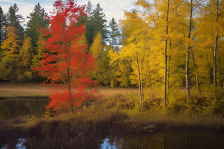 湖畔的红树林背景图片
