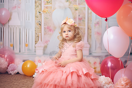 气球堆里的小公主图片