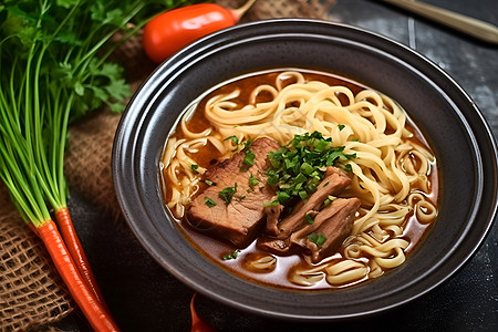 美食红烧牛肉面美味的红烧牛肉面背景