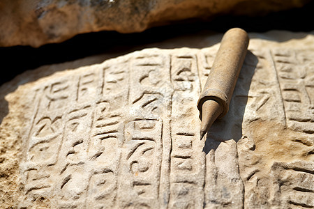 石碑上的古文字背景图片