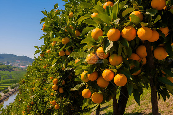 果园里的橙子树图片