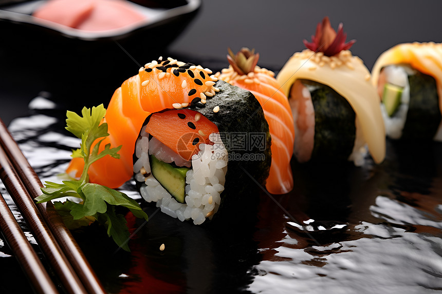 海苔鲑鱼寿司图片