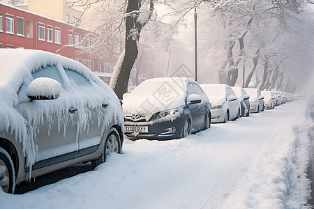 汽车上的雪图片