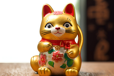 金色招财猫背景图片