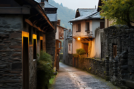 山谷村庄的石头街道图片