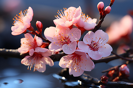 桃花风景春天盛开的桃花背景