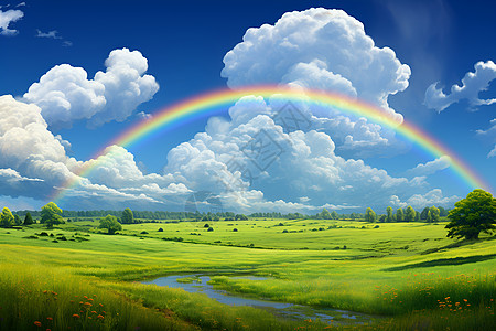 田野中的彩虹图片