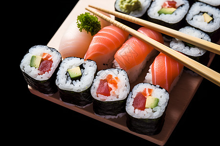 美味的食物鱼肉寿司高清图片