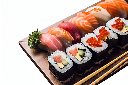 美味的鱼肉寿司高清图片