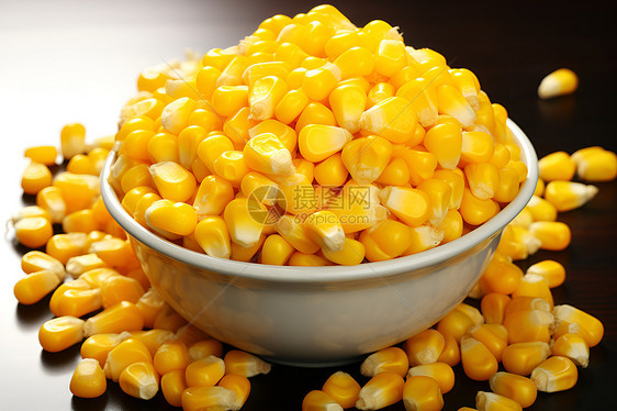 一碗金黄的玉米粒图片