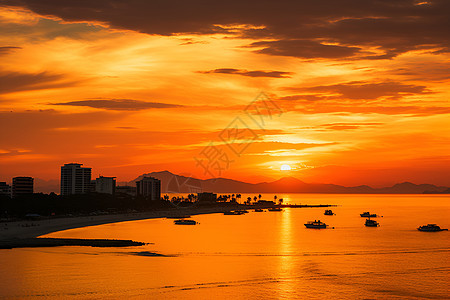 海滩夕阳的美丽背景图片