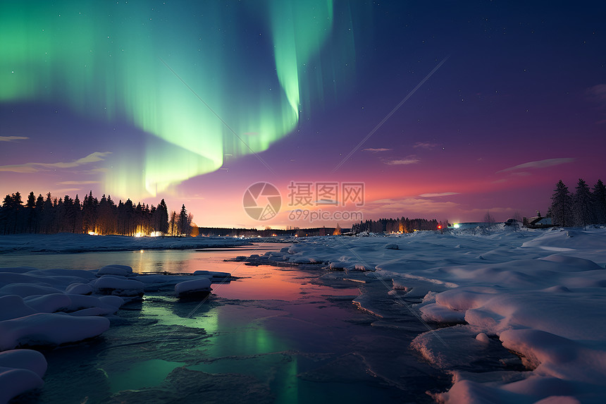 星夜下冰湖的美丽图片