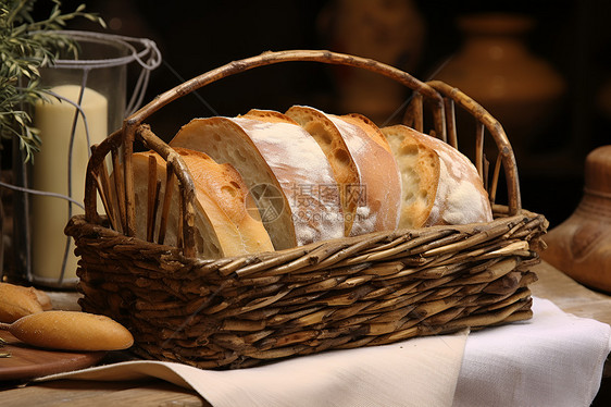 大块面包与烛光图片