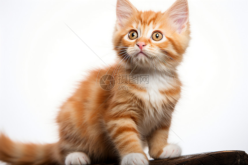 小橘猫在木桌上玩耍高清图片下载-正版图片600919806-摄图网