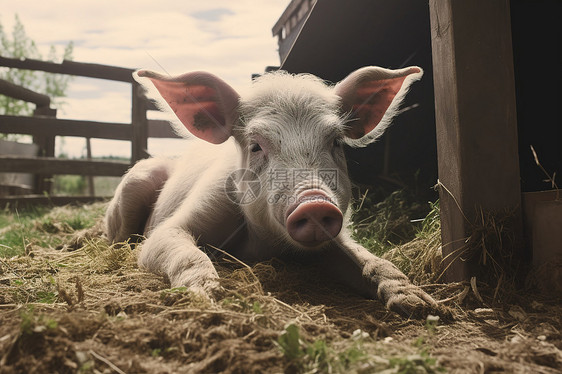 乡村养殖场中的猪崽图片