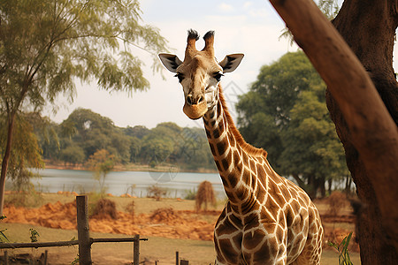 野生动物园的长颈鹿背景