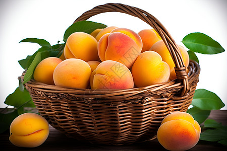 满是桃子的篮子图片
