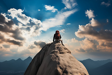 登山山顶的人背景图片
