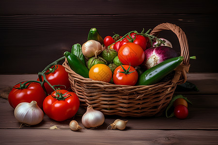 篮子中健康的蔬菜图片
