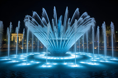 美丽的喷泉夜景图片
