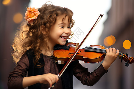 正在拉小提琴的女孩图片