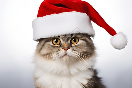 萌宠的圣诞帽小猫图片