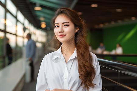 户外唯美的长发女孩图片