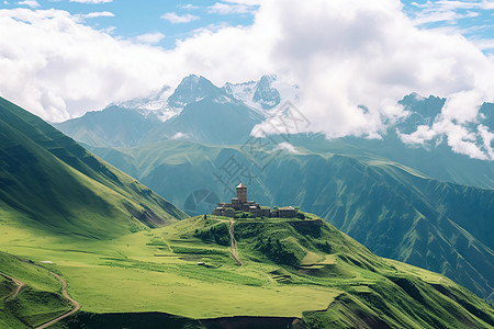 山顶的建筑物图片