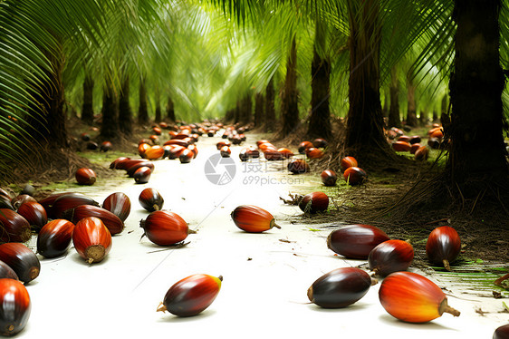 棕榈树林里的棕榈果图片