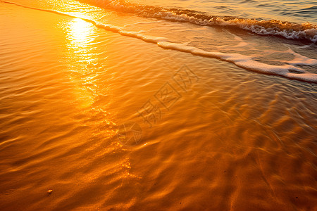 黄昏夕阳下的海边背景图片