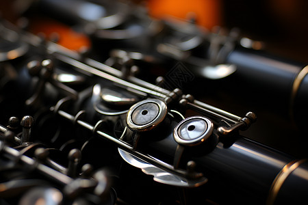 黑色背景中的一把簧管乐器图片