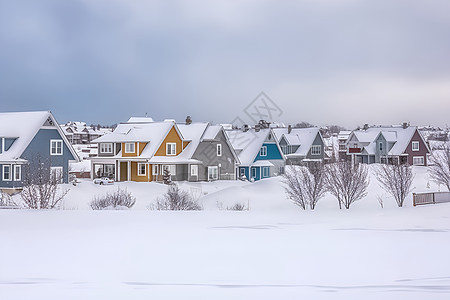 冬日下的雪屋背景图片