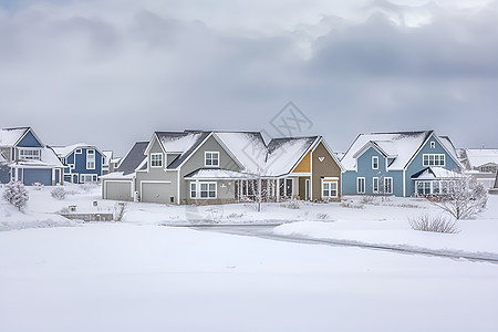 冬日白雪中的居民区图片
