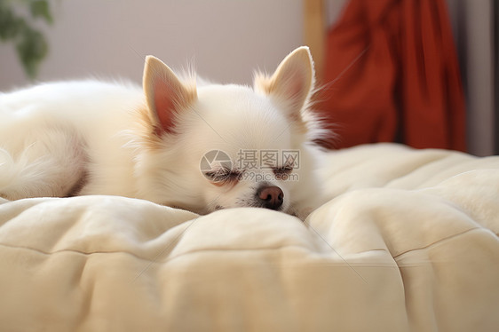 小白狗在睡觉图片