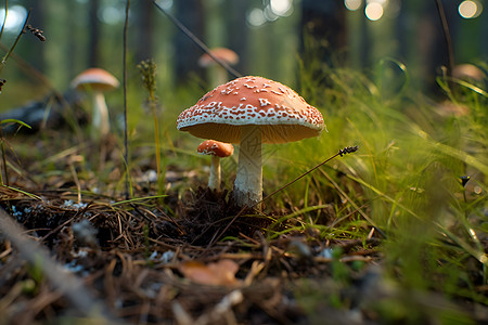自然的森林蘑菇背景图片