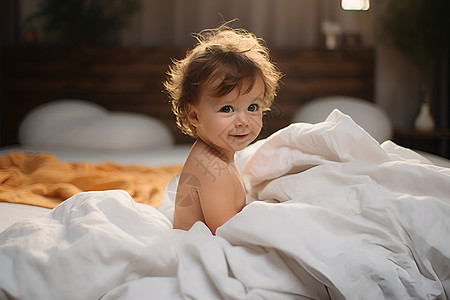 床上的婴儿背景图片