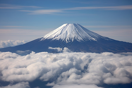 蓝天之巅富士山图片