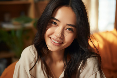 亲切微笑的美丽亚洲女子图片