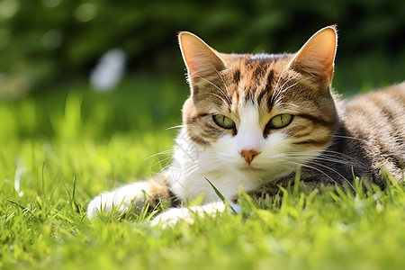 草丛趴着的猫咪高清图片
