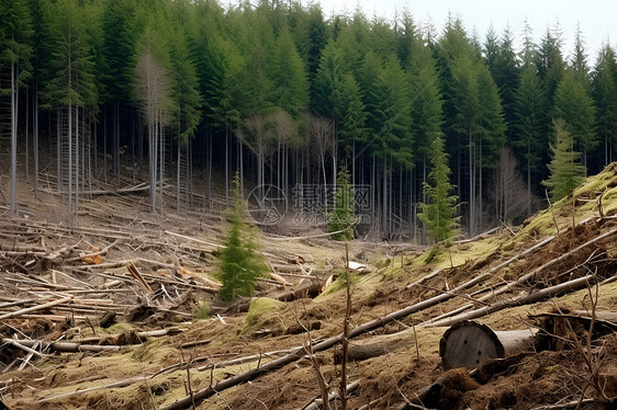 被砍伐的森林图片