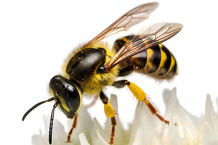白色背景前的蜜蜂图片