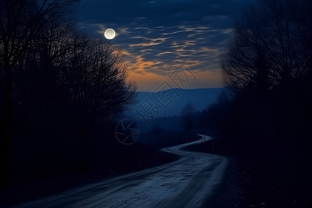 月光下的道路图片