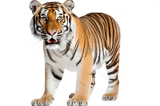 白色背景下的老虎图片