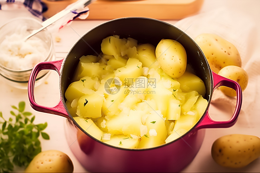 锅里的土豆图片