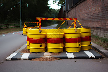 道路禁止施工中的警示牌背景