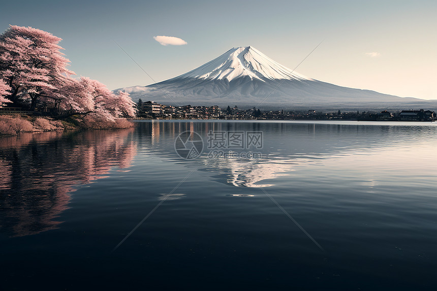 春季的富士山景观图片