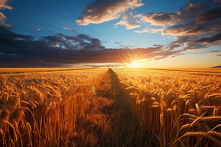 金黄色的秋季麦田背景图片