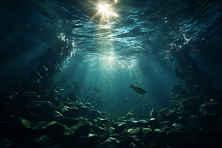 海底阳光下的美丽世界背景图片