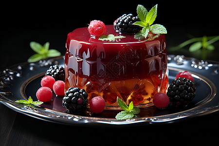 精致甜品精美制作的果冻蛋糕背景