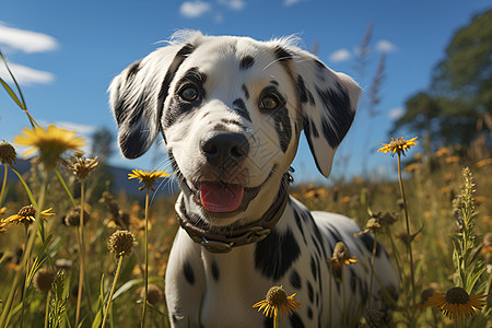 呆萌可爱的斑点犬背景图片